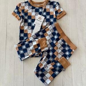 NWT Emerson & Friends Happy Daze Blue Bamboo Short Sleeve Pajama Pants Set 2T